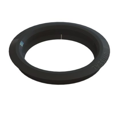 A black plastic Uniseal 100mm ring on a white background is the Uniseal 100mm.