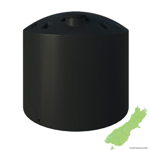 A 15,000 Ltr Fire Tank black water tank with a map of New Zealand.