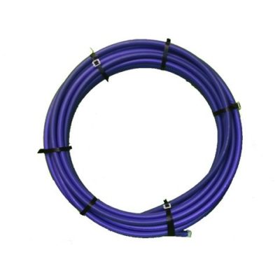 A purple hose on a white background, serving as a Drip line - 25mm Sub main 50m for irrigation purposes.