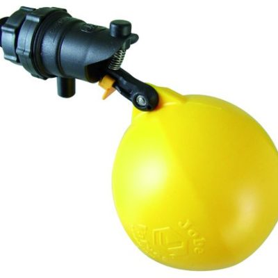 A yellow ball with a black handle attached to it, used as a Tank Float Valve 20mm.